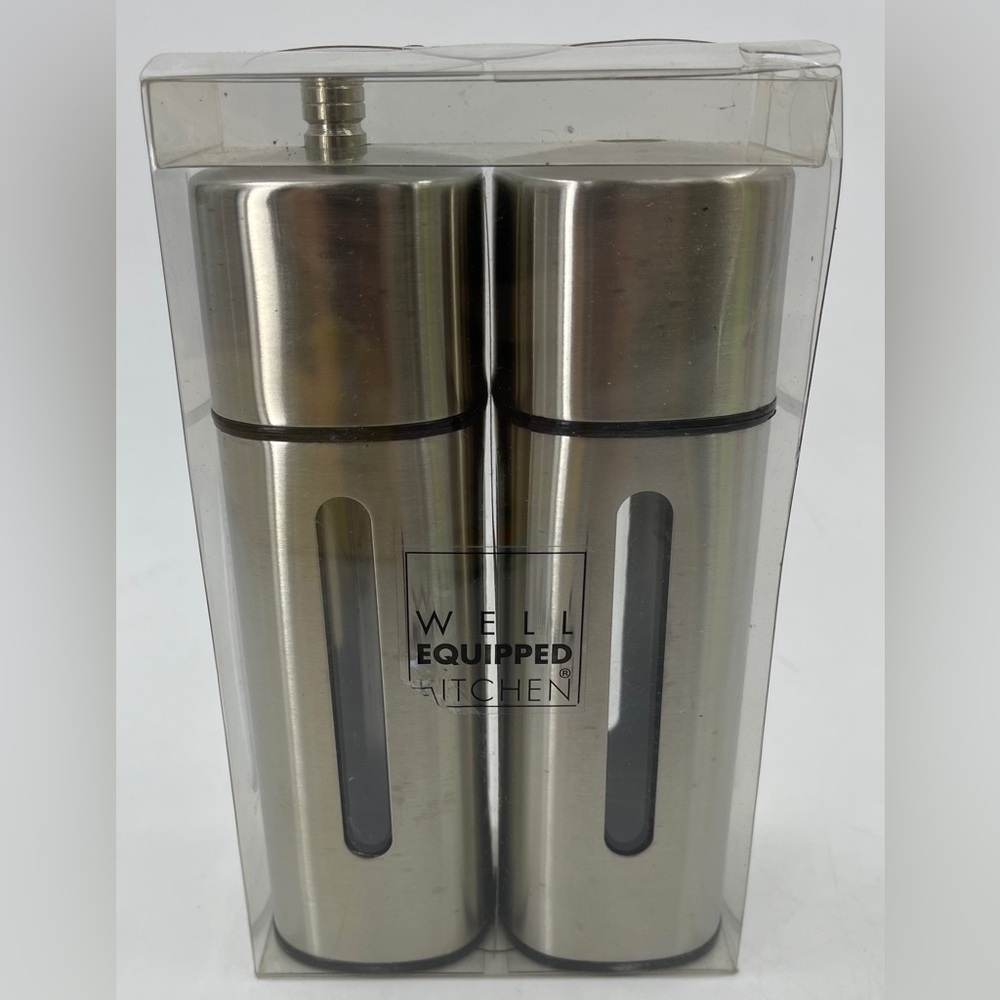 Well Equipped Kitchen Stainless Steel‎ Salt Shaker & Pepper Grinder Set New NIP